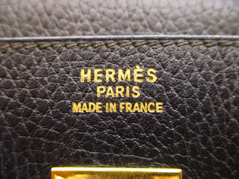 Hermes Birkin 40 Black Gold Hardware Ardennes Leather Hand Bag V ...