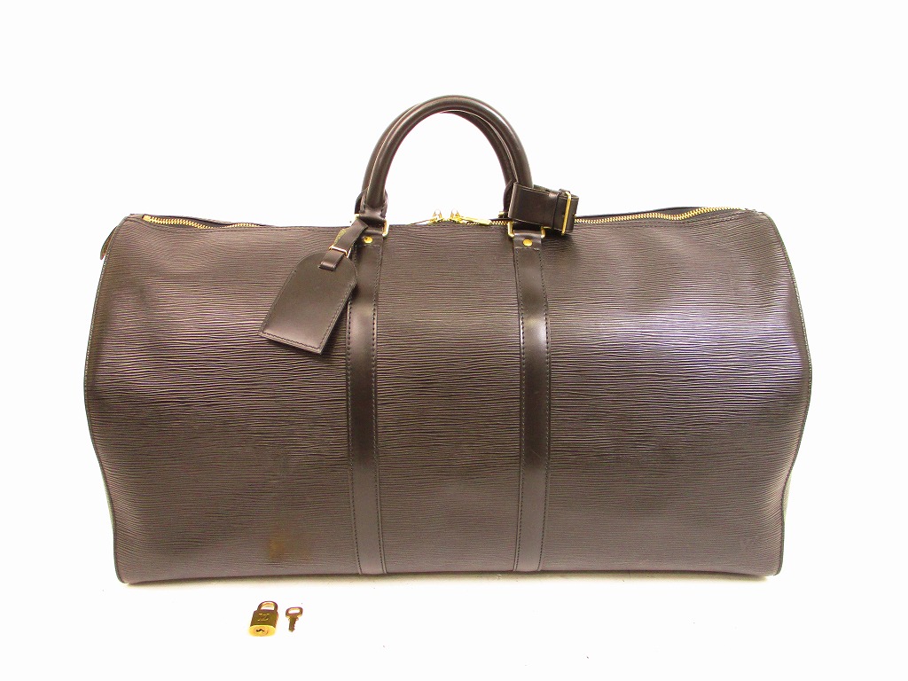 LOUIS VUITTON Epi Leather Black Duffle&Gym Bag Boston Bag Keepall 55 #4682 - Authentic Brand ...