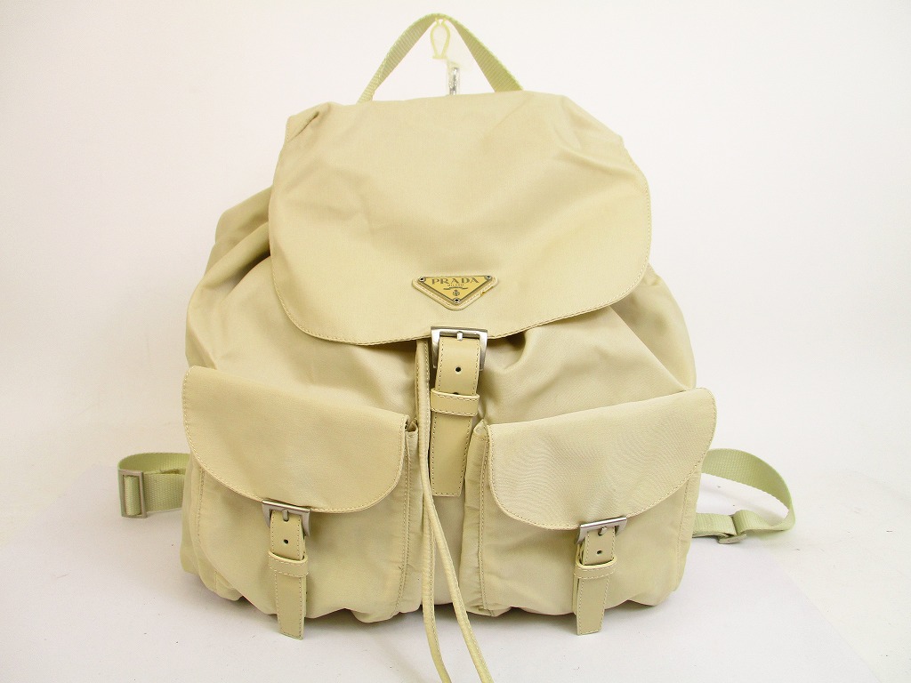 PRADA Nylon Beige Backpack Bag Purse Made In Italy #4936 ...  