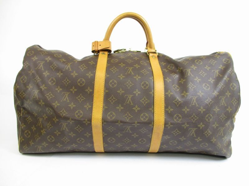 LOUIS VUITTON Monogram Leather Brown Gym Bag Keepall 60 Bandouliere #5197 - Authentic Brand Shop ...