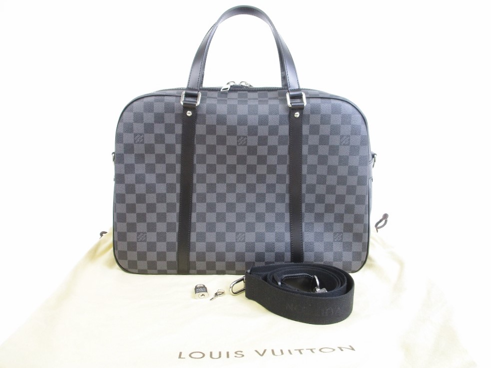 LOUIS VUITTON Damier Graphite Leather Briefcase Laptop Bag Jorn #5269 - Authentic Brand Shop TOKYO&#39;s