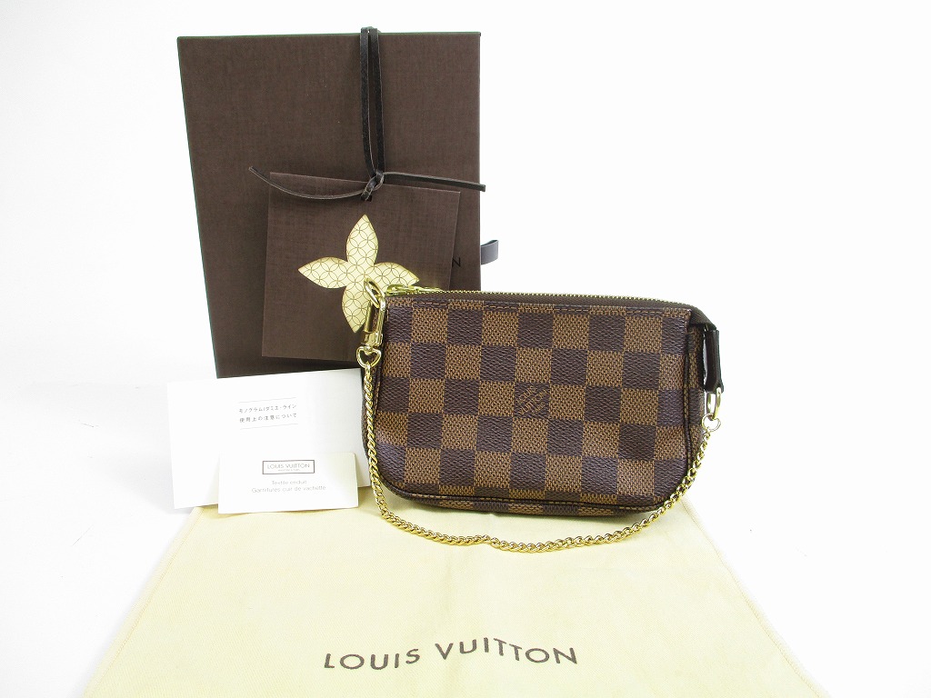 LOUIS VUITTON Damier Leather Mini Accessories Chain Pouch Purse #5276 - Authentic Brand Shop TOKYO&#39;s