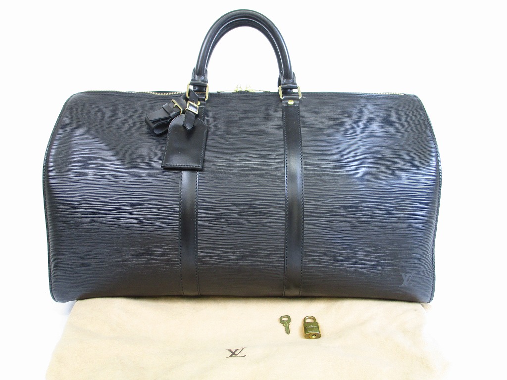 LOUIS VUITTON Epi Leather Black Duffle&Gym Bag Hand Bag Keepall 50 #5279 - Authentic Brand Shop ...