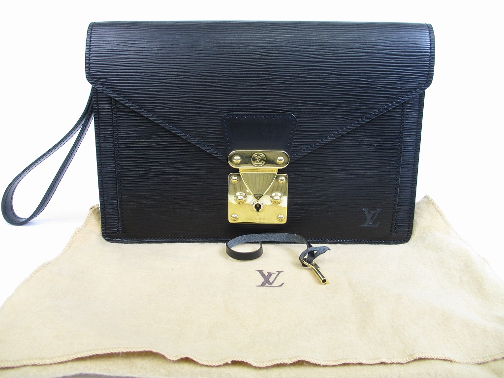 LOUIS VUITTON Epi Leather Black Clutch Bag Purse Sellier Dragonne #5301 - Authentic Brand Shop ...