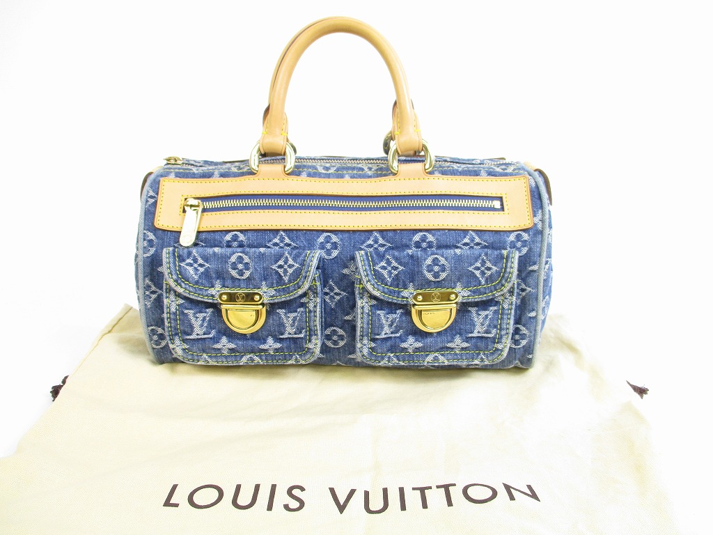 Authentic LOUIS VUITTON Monogram Denim Blue Hand Bag Purse Speedy #5329 | eBay