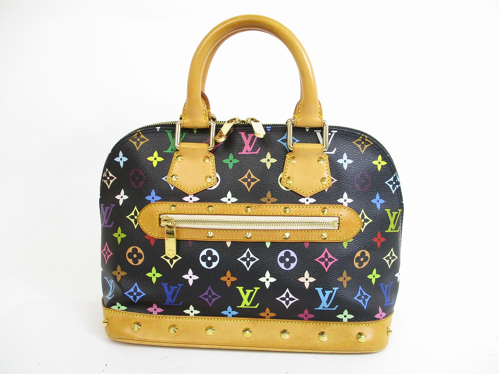 Authentic LOUIS VUITTON Multi-color Leather Black Hand Bag Purse Alma #5577 | eBay