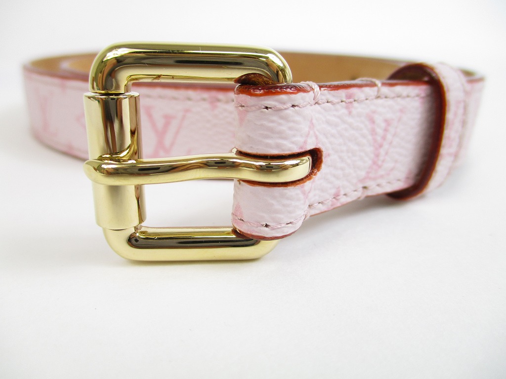 LOUIS VUITTON Limited Monogram Leather Pink Cherry blossom Belt 90 #5600 - Authentic Brand Shop ...