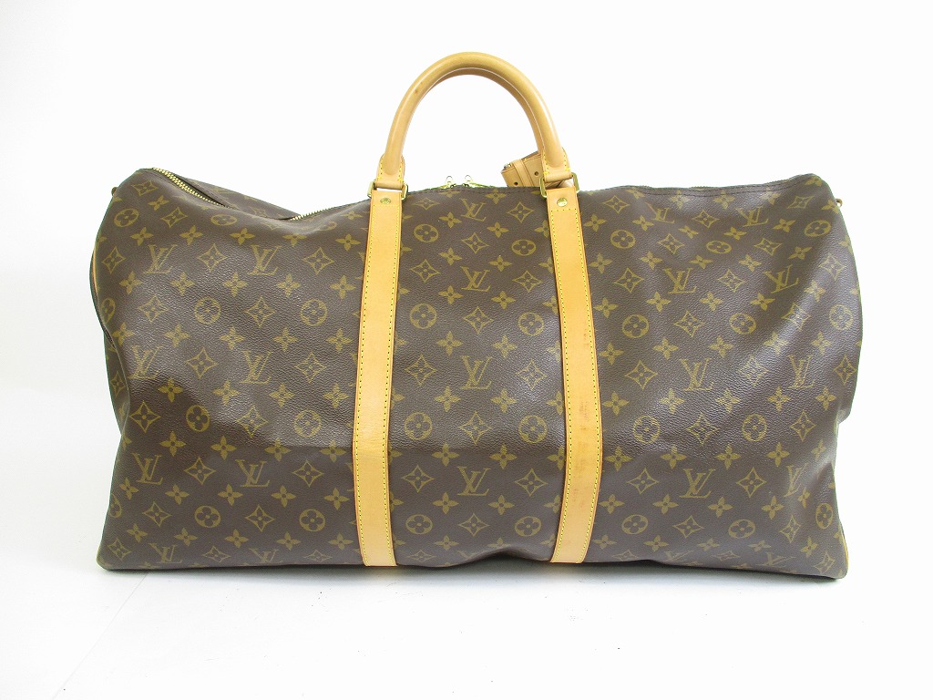 LOUIS VUITTON Monogram Leather Brown Gym Bag Keepall 60 Bandouliere #5650 - Authentic Brand Shop ...