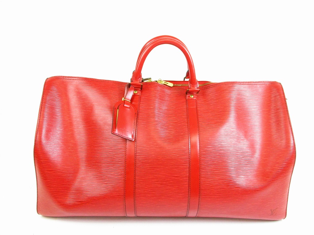 LOUIS VUITTON Epi Leather Red Duffle&Gym Bag Boston Bag Keepall 55 #5771 - Authentic Brand Shop ...