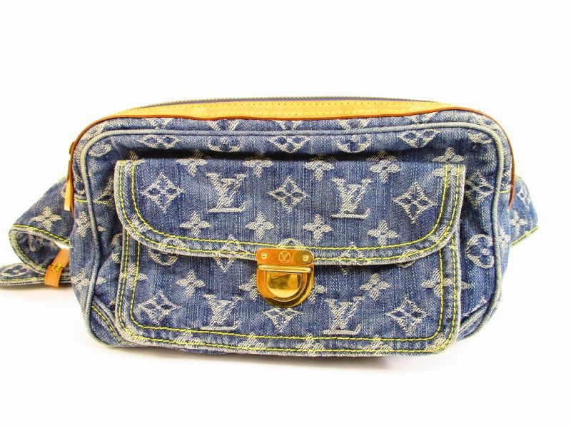 Authentic LOUIS VUITTON Monogram Denim Blue Fanny&Waist Packs Bum Bag #5953 | eBay