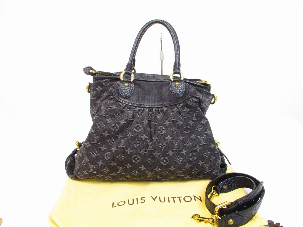 Authentic LOUIS VUITTON Monogram Denim Black Hand Bag w/Strap Neo Cabby GM #6013 | eBay