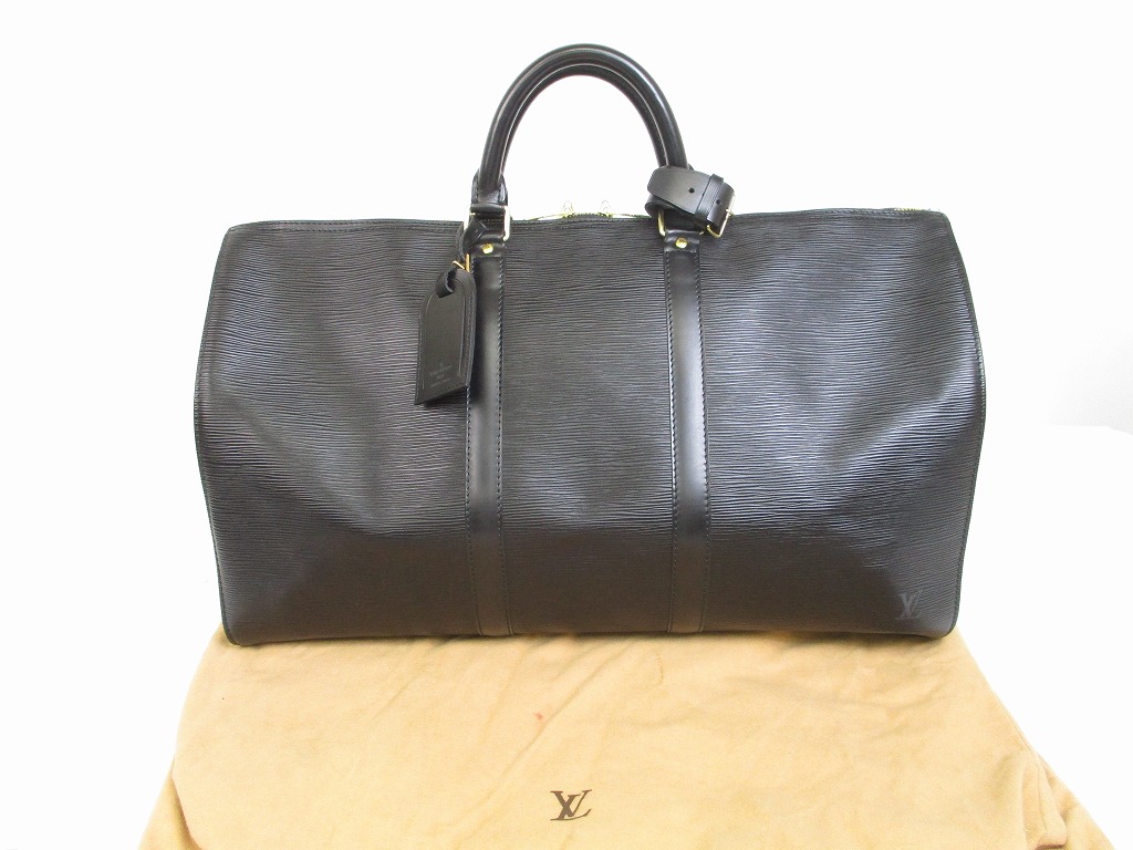 LOUIS VUITTON Epi Leather Black Duffle&Gym Bag Hand Bag Keepall 50 #6065 - Authentic Brand Shop ...
