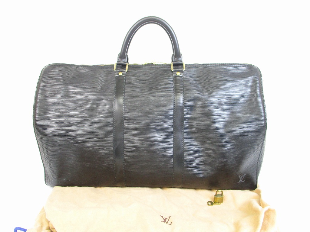 LOUIS VUITTON Epi Leather Black Duffle&Gym Bag Hand Bag Keepall 50 #6099 - Authentic Brand Shop ...