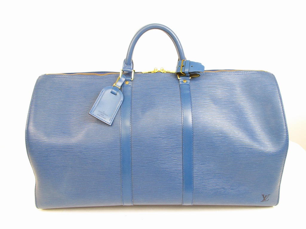 LOUIS VUITTON Epi Leather Blue Duffle&Gym Bag Boston Bag Keepall 55 #6102 - Authentic Brand Shop ...