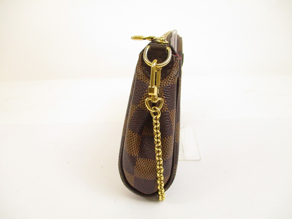 Auth LOUIS VUITTON Damier Leather Brown Crossbody Bag Pouch Eva w/Strap #6136