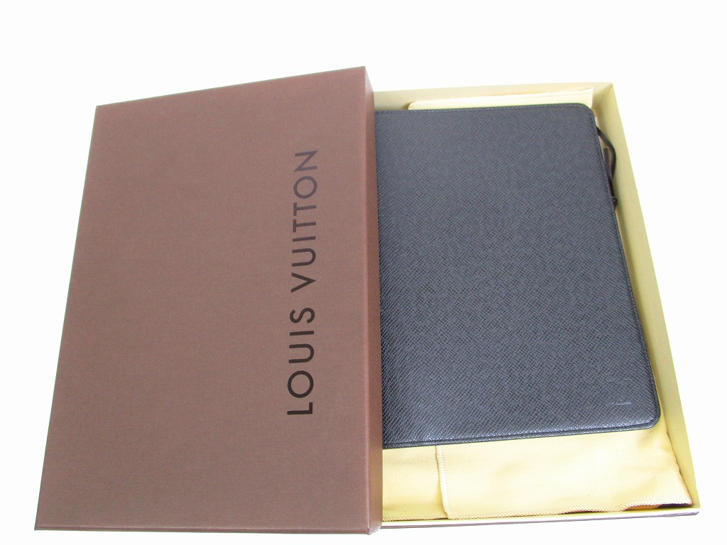 LOUIS VUITTON Taiga Leather Ardoise Black A5 Notebook Holders Agenda Bureau #6230 - Authentic ...