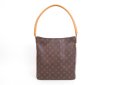 Photo1: LOUIS VUITTON Monogram Leather Brown Shoulder Bag Purse Looping GM #4004 (1)