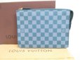 Photo1: LOUIS VUITTON Damier Couleur Element Cyan Clutch Bag Pouch Pochette #4006 (1)