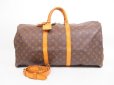 Photo1: LOUIS VUITTON Monogram Leather Brown Gym Bag Keepall 55 Bandouliere #4009 (1)