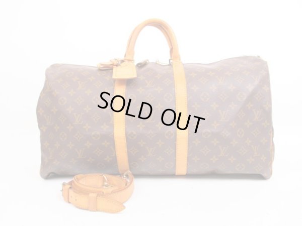 Photo1: LOUIS VUITTON Monogram Leather Brown Gym Bag Keepall 55 Bandouliere #4009