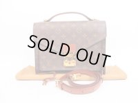 LOUIS VUITTON Monogram Leather Brown Hand Bag Monceau With Strap #4011