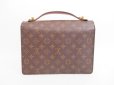 Photo2: LOUIS VUITTON Monogram Leather Brown Hand Bag Monceau With Strap #4011 (2)