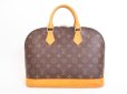 Photo1: LOUIS VUITTON Monogram Leather Brown Hand Bag Purse Alma #4016 (1)