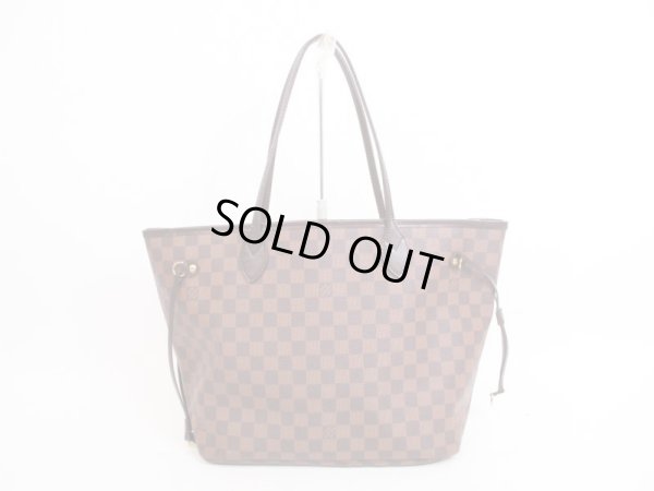 Photo1: LOUIS VUITTON Damier Leather Brown Tote&Shoppers Neverfull MM #4018