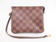 Photo1: LOUIS VUITTON Damier Leather Brown Pouch Pochette Truth Makeup #4022 (1)