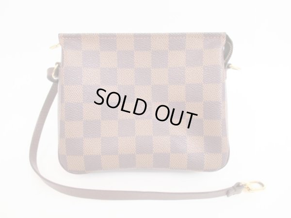 Photo1: LOUIS VUITTON Damier Leather Brown Pouch Pochette Truth Makeup #4022