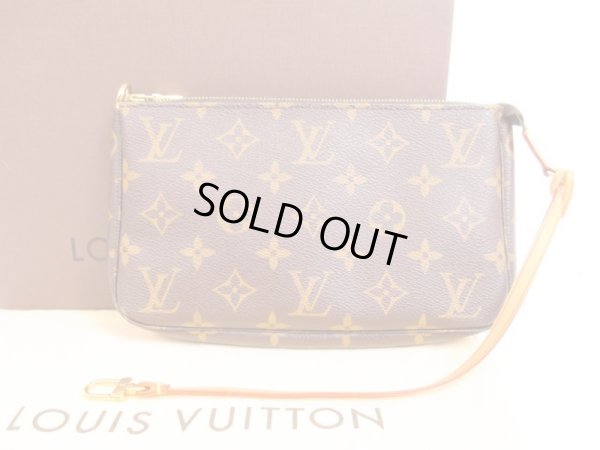 Photo1: LOUIS VUITTON Monogram Leather Brown Accessories Pouch Pochette #4026