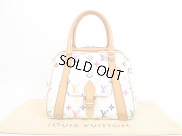 Photo1: LOUIS VUITTON Multi-color Leather White Hand Bag Purse Priscilla #4032