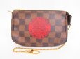 Photo1: LOUIS VUITTON  Damier Leather Brown T&B Chain Pouch Pochette #4035 (1)