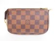 Photo2: LOUIS VUITTON  Damier Leather Brown T&B Chain Pouch Pochette #4035 (2)