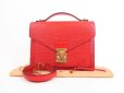 Photo1: LOUIS VUITTON Epi Leather Red Hand Bag Purse Monceau w/Strap #4038 (1)