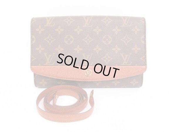 Photo1: LOUIS VUITTON Monogram Leather Brown Clutch Bag Bordeaux PM With Strap #4044