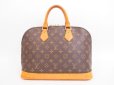 Photo1: LOUIS VUITTON Monogram Leather Brown Hand Bag Purse Alma #4045 (1)