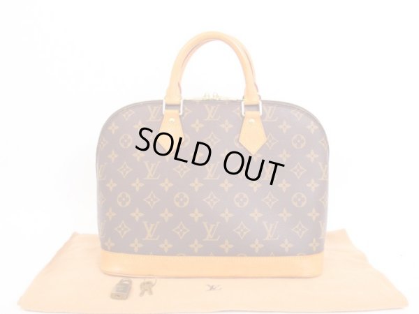 Photo1: LOUIS VUITTON Monogram Leather Brown Hand Bag Purse Alma #4053