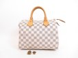 Photo1: LOUIS VUITTON Damier Azur Leather White Hand Bag Purse Speedy25 #4055 (1)