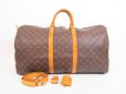 Photo1: LOUIS VUITTON Monogram Leather Brown Gym Bag Keepall 55 Bandouliere #4063 (1)