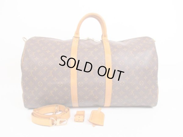 Photo1: LOUIS VUITTON Monogram Leather Brown Gym Bag Keepall 55 Bandouliere #4063