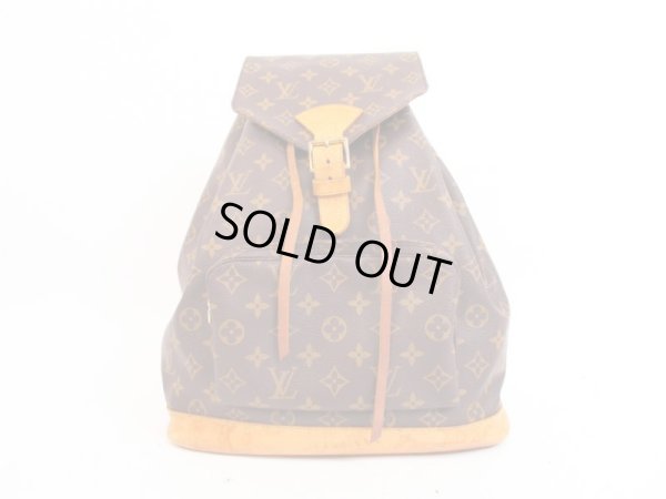 Photo1: LOUIS VUITTON Monogram Leather Brown Backpack Bag Montsouris GM #4076