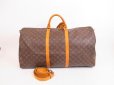 Photo1: LOUIS VUITTON Monogram Leather Brown Gym Bag Keepall 60 Bandouliere #4077 (1)