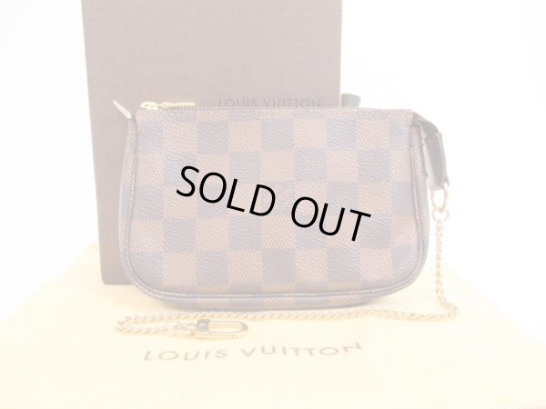 Photo1: LOUIS VUITTON Damier Leather Brown Chain Pouch Accessories Pouch #4087