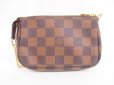 Photo2: LOUIS VUITTON Damier Leather Brown Chain Pouch Accessories Pouch #4087 (2)