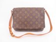 Photo1: LOUIS VUITTON Monogram Leather Brown Shoulder Bag Musette Tango Short #4091 (1)