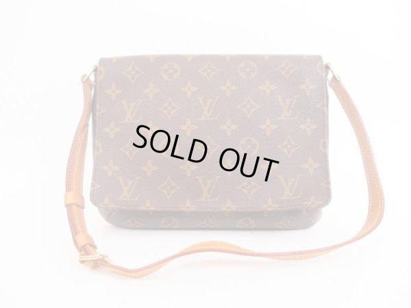 Photo1: LOUIS VUITTON Monogram Leather Brown Shoulder Bag Musette Tango Short #4091