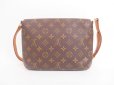 Photo2: LOUIS VUITTON Monogram Leather Brown Shoulder Bag Musette Tango Short #4091 (2)