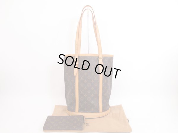 Photo1: LOUIS VUITTON Monogram Leather Brown Tote Bag Bucket GM w/Pouch #4104