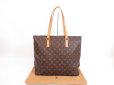 Photo1: LOUIS VUITTON Monogram Leather Brown Tote&Shoppers Bag Cabas Mezzo #4116 (1)